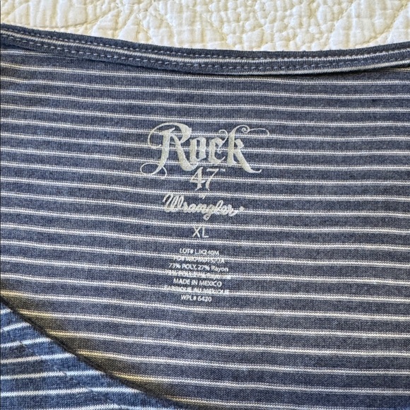 Rock 47 by Wrangler Blue Striped Tee with Lace Details - Picture 4 of 4